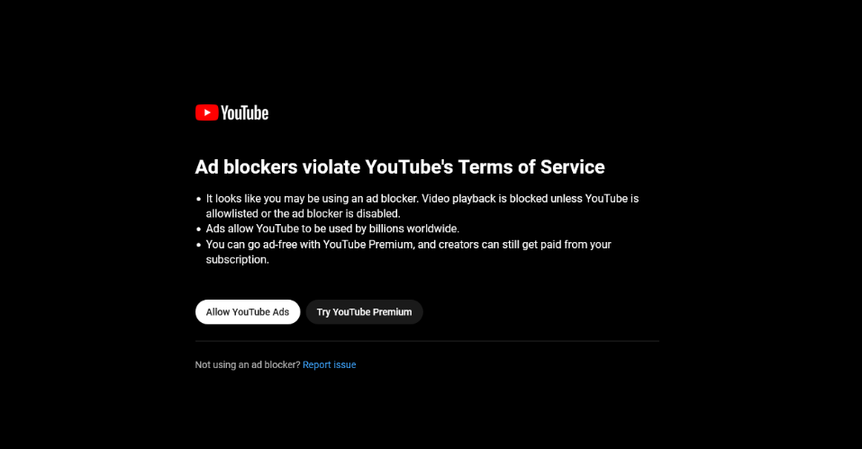 YouTube Perketat Aturan, Pengguna Ad Blocker Tidak Bisa Nonton Video (Notifikasi Youtube jika menggunakan Ad Blocker. Sumber foto Adblock Plus Blog)